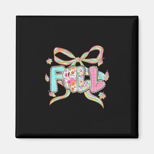 Fall Coquette Bow Pumpkin Thanksgiving Autumn Leav Magnet (Front)