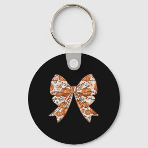 Fall Coquette Bow Vintage Fall Pumpkin Thanksgivin Key Ring