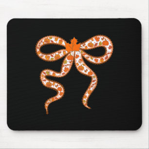 Fall Coquette Lace Bow Leaves Pumpkin Thanksgiving Mouse Mat