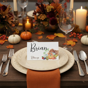 Fall cornucopia custom place card