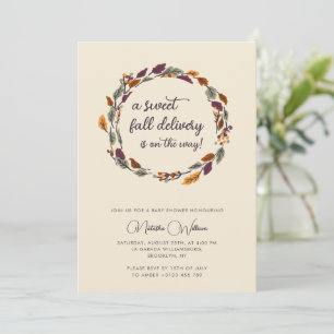 Fall Cottage core Boho Leaves Baby Shower  Invitation