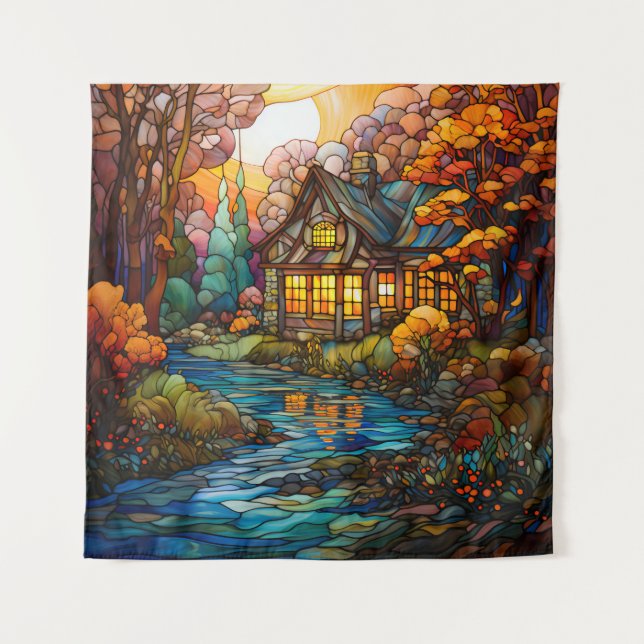 Fall Cottage Tapestry (Front)