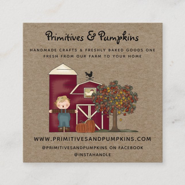 Fall Country Barn Kraft Business Card  (Front)