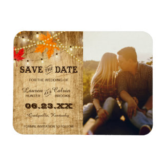 Fall Country Wedding Save the Date with Photo Magnet