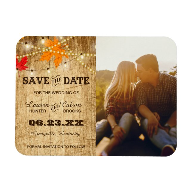 Fall Country Wedding Save the Date with Photo Magnet (Horizontal)