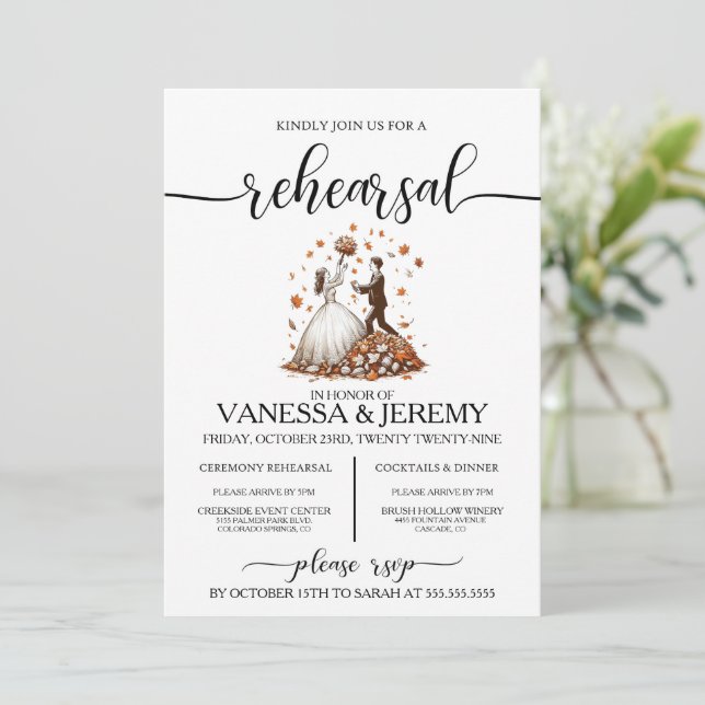 Fall Couple Rehearsal Dinner Invitation (Standing Front)