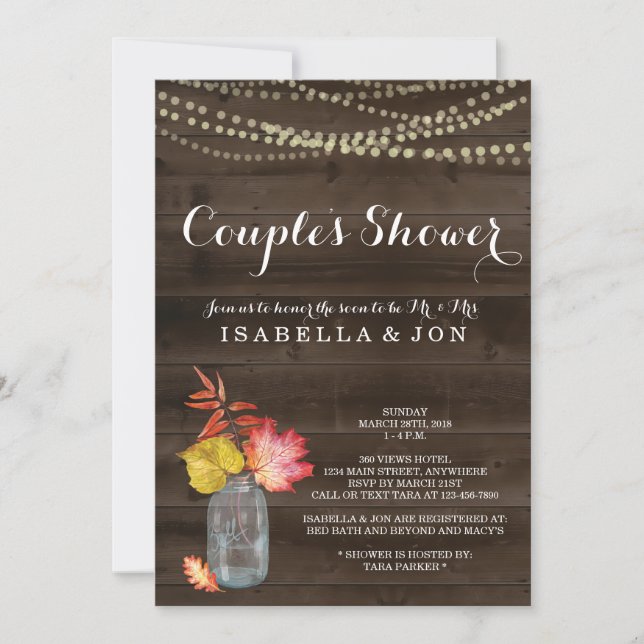Fall Couple Shower Invitation, Bridal Wedding Baby Invitation (Front)