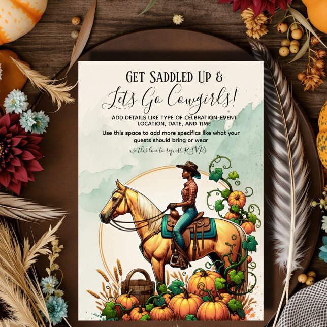 Fall Cowgirl Invitation (Lets Go Cowgirls!)