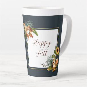 Fall critters and nature with customisable text latte mug