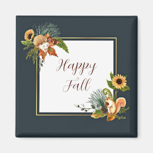 Fall critters and nature with customisable text magnet
