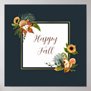 Fall critters and nature with customisable text poster