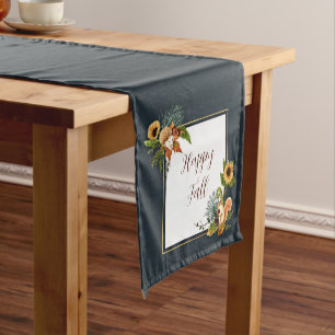 Fall critters and nature with customisable text short table runner