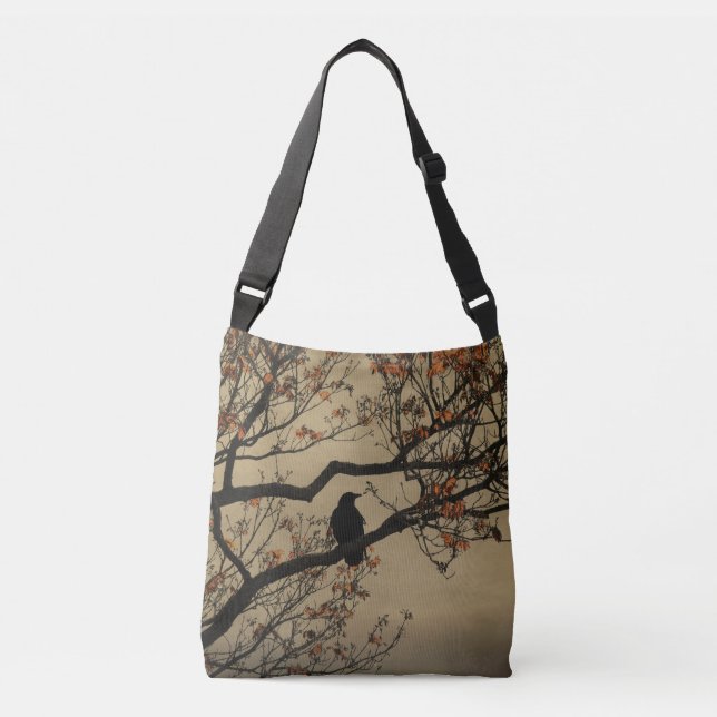 Fall Crow In Tree Crossbody Bag (Front)