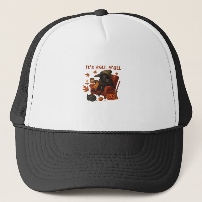 Fall Crow – It’s Fall Y’all Art Trucker Hat (Front)