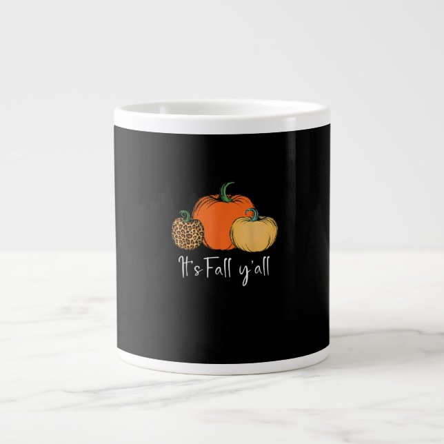 Fall Cute Halloween Pumpkin Thanksgiving It’s Fall Large Coffee Mug (Front)