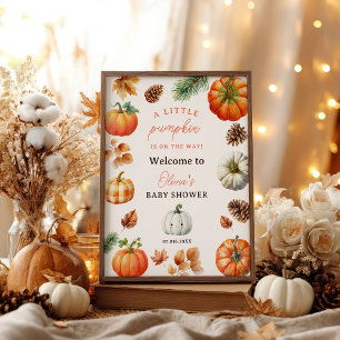 Fall Cute Little Pumpkin baby shower welcome Poster