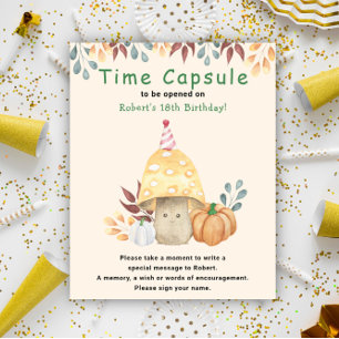 Fall cute mushroom Time Capsule 1st birthday Poster