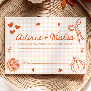 Fall Cutie Pie Advice and Wishes Baby Shower Game Enclosure Card
