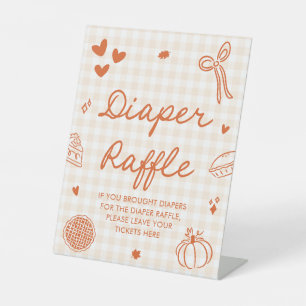 Fall Cutie Pie Baby Shower Diaper Raffle Game Pedestal Sign