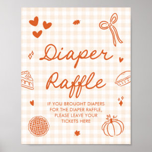 Fall Cutie Pie Baby Shower Diaper Raffle Game Poster