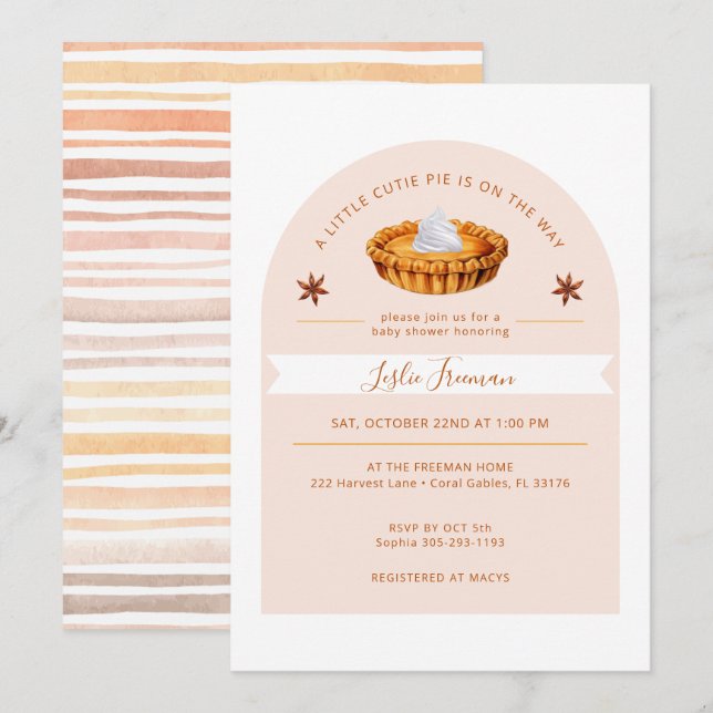 Fall Cutie Pie Baby Shower Invitation (Front/Back)