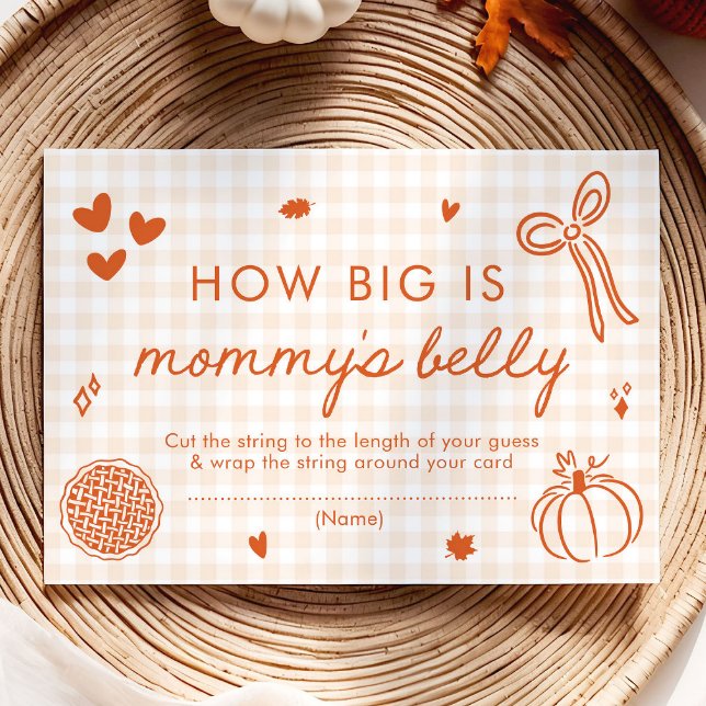 Fall Cutie Pie How Big is Mummy's Belly Game Enclosure Card (Hand Drawn Fall Cutie Pie How Big is Mommy's Belly Game)