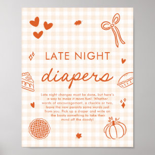 Fall Cutie Pie Late Night Diapers Baby Shower Game Poster