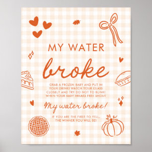 Fall Cutie Pie My Water Broke Baby Shower Game Poster