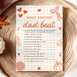 Fall Cutie Pie Who Knows Dad Best Baby Shower Game Invitation