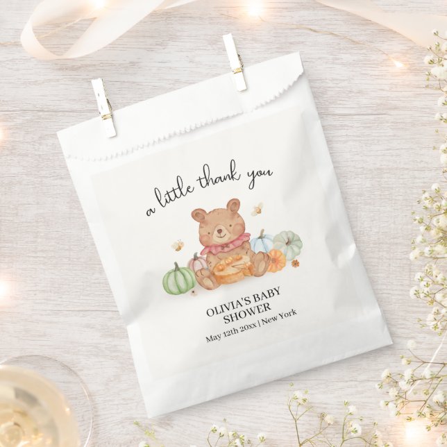 Fall Cutie Pumpkin Pie Teddy Bear Baby Shower  Favour Bags (Clipped)