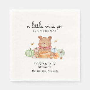 Fall Cutie Pumpkin Pie Teddy Bear Baby Shower  Napkin