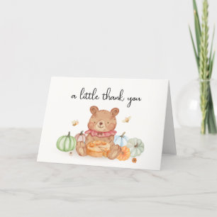 Fall Cutie Pumpkin Pie Teddy Bear Baby Shower  Thank You Card
