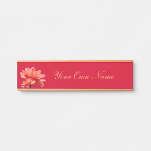 "Fall Dahlias" Red Hanging Name Plate Door Sign