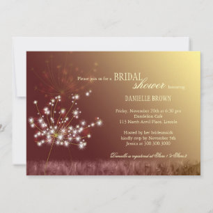 Fall Dandelions Brown Ombre Bridal Shower Invitation