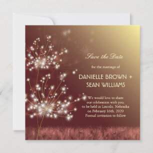 Fall Dandelions Brown Wedding Save the Date
