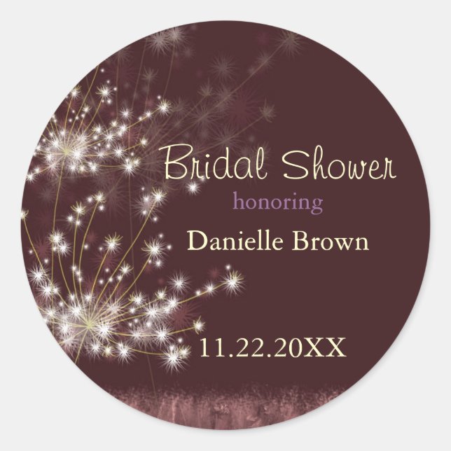 Fall Dandelions Country Bridal Shower Classic Round Sticker (Front)