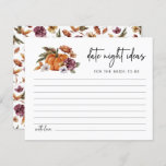 Fall Date Night Ideas Card<br><div class="desc">Dive into a dreamy autumnal escape with our enchanting Fall Date Night Ideas Card. From hand-painted watercolor pumpkins and blossoming burgundy and terracotta fall flowers to rustic forest green and rust botanicals — every detail is thoughtfully painted. Add a personal touch with burnt orange or burgundy calligraphy on invitations, napkins,...</div>