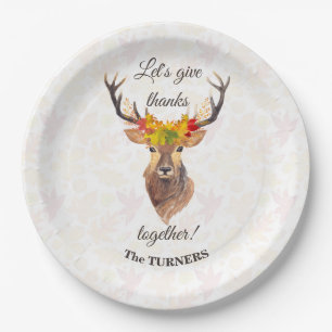 Fall Deer Let's give Thanks together Thanksgiving Paper Plate