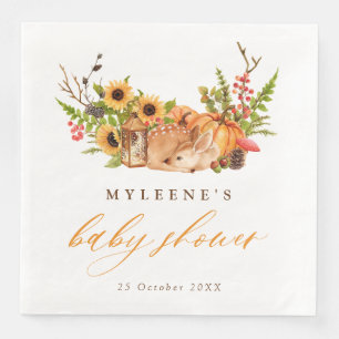 Fall Deer Pumpkin & Sunflowers Baby Shower Napkin