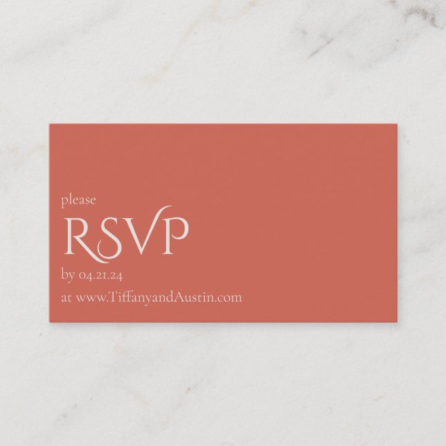 Fall Desert Rose Modern Wedding RSVP Card (Front)