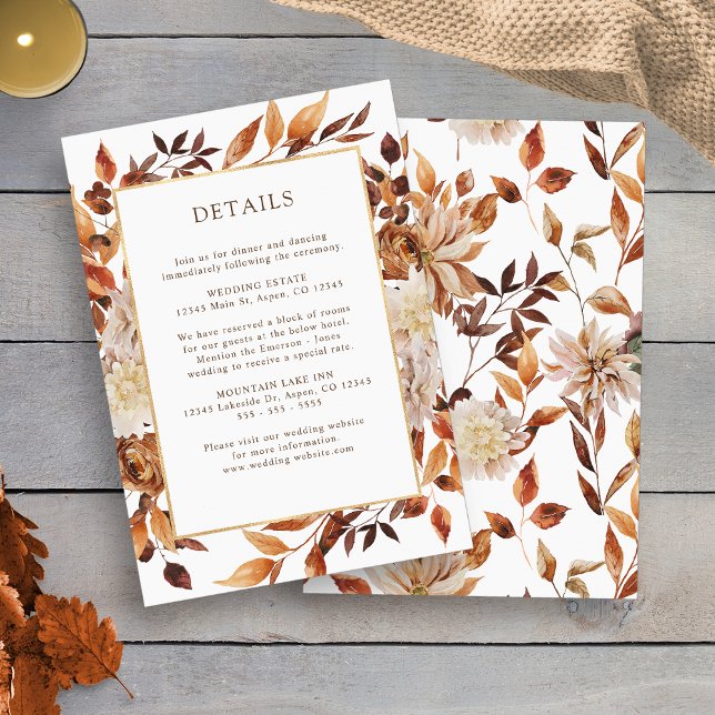 Fall Detail Wedding Enclosure Card (Watercolor Fall Leaves Detail Wedding Enclosure Card by Painted Paperie
)