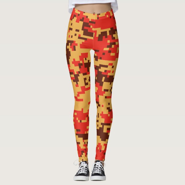 Fall Digital Camo Pattern Leggings (Front)