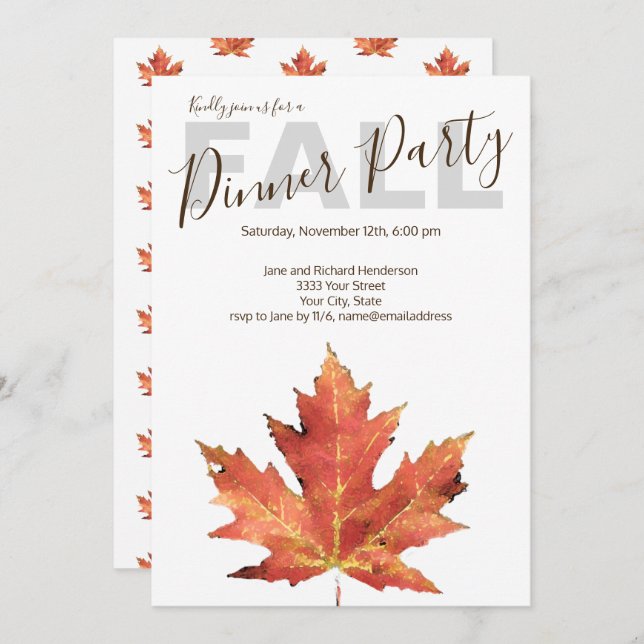 Fall Dinner Party Invitation (Front/Back)