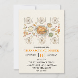 Fall dinner party thanksgiving holiday invitation