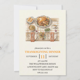 Fall dinner party thanksgiving holiday invitation