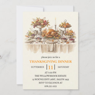 Fall dinner party thanksgiving holiday invitation