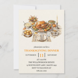 fall dinner party thanksgiving holiday invitation