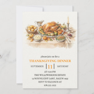 Fall dinner party thanksgiving holiday invitation