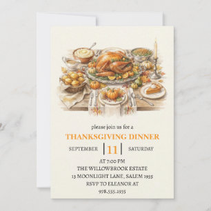 fall dinner party thanksgiving holiday invitation