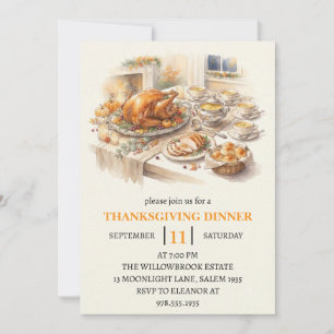 Fall dinner party thanksgiving holiday invitation